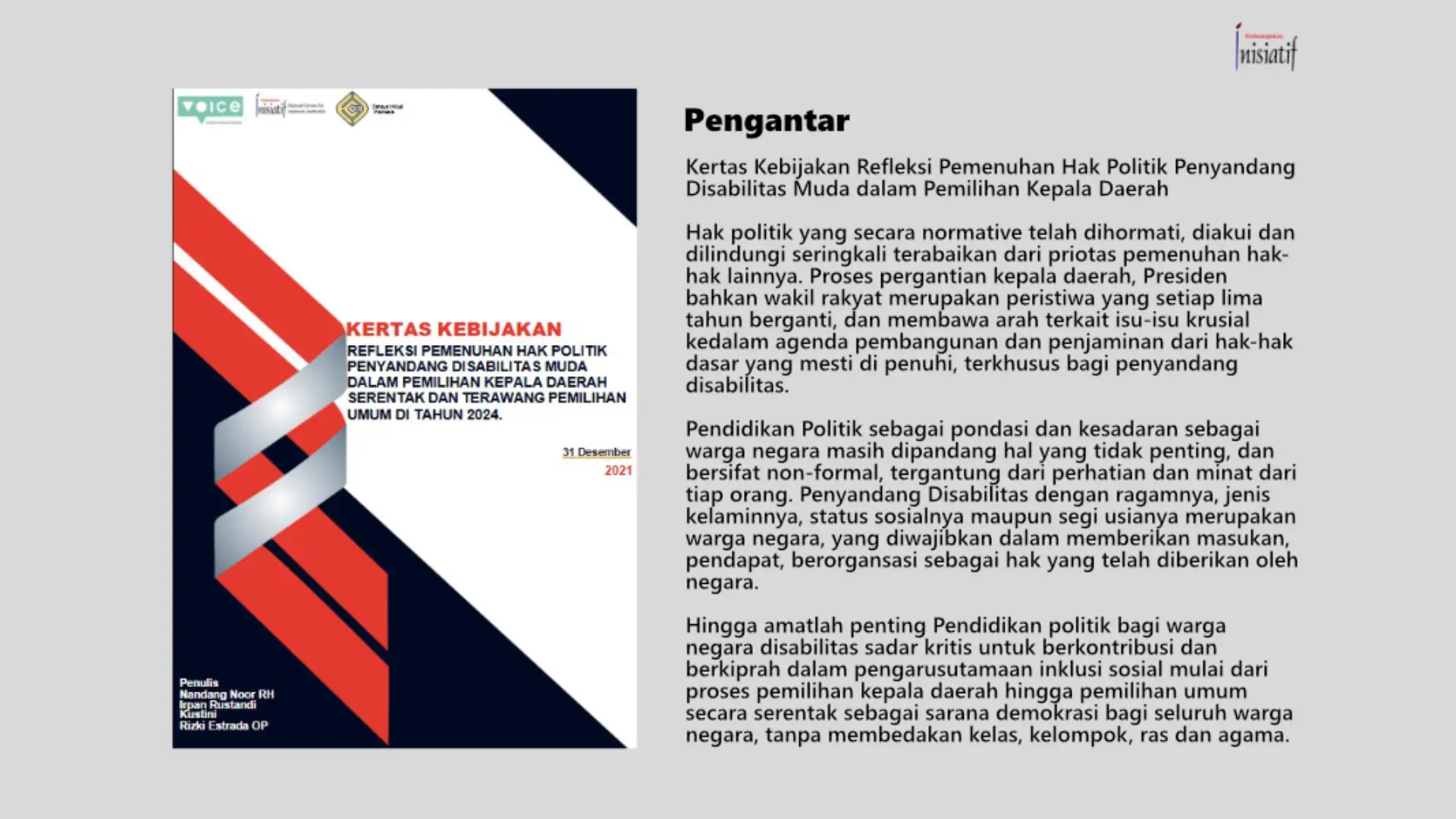 Kertas Kebijakan 1 Perkumpulan Inisiatif